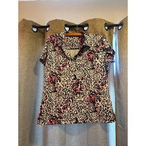 Tail Women's Animal Print Blouse - Black and Pink